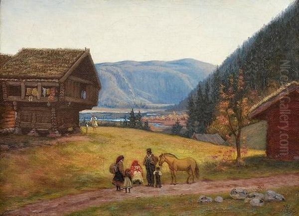 Ved Sandnesfjorden I Setesdalen 1883 by Olaf Isaachsen