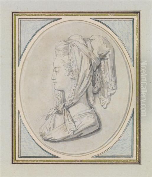 Portrait De Jeune Femme De Profil by Michel Moreau Jean