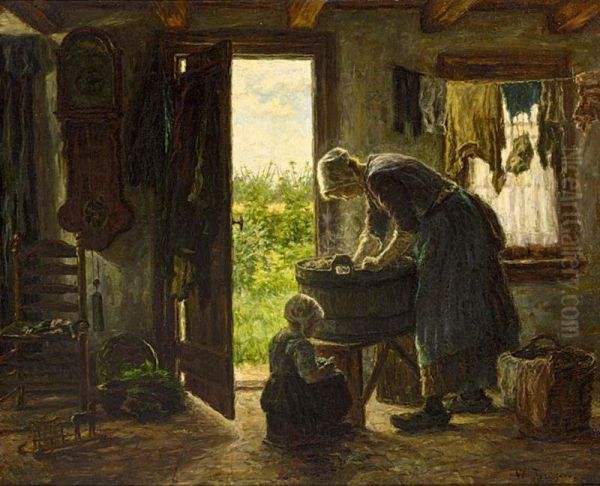 An Interior Scene With Mother And Child by Willem Jorissen