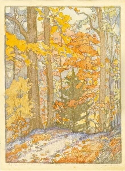 Three Color Woodblock Prints by Jane Berry Judson