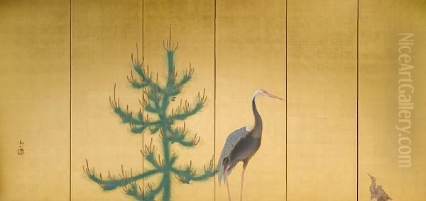 Two Young Wandering Beneath The Over-arching
Branches Of A Pine Tree by Shimomura Kanzan