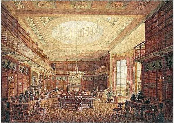 The Library At Syston Hall, Lincolnshire by Thomas Kearnan