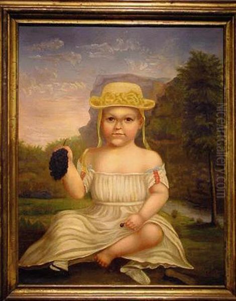 Portrait Of A Young Girl In A Landscape by C. Kelsey