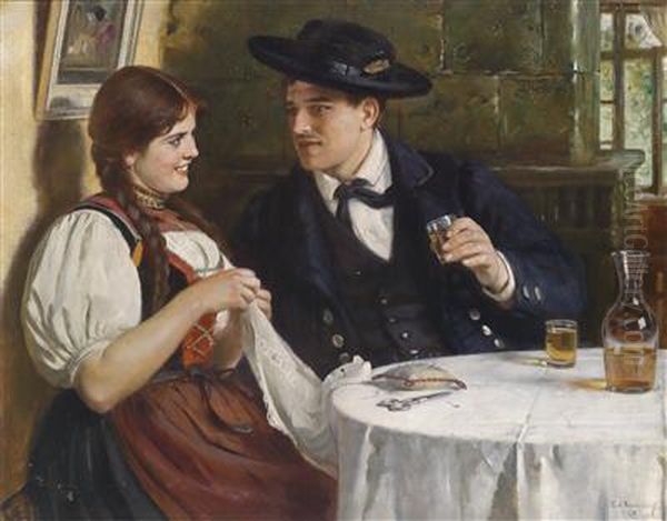 Country Couple In The Parlour by Carl Kricheldorf