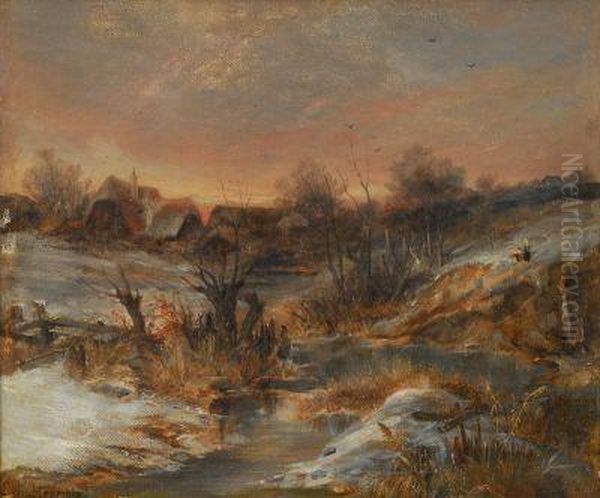 Winterlandschaft Mit Bachlauf by Erich Kubierschky