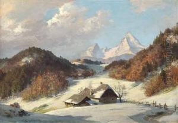 Winterlandschaft Mit Watzmann by Franz Kulstrunk