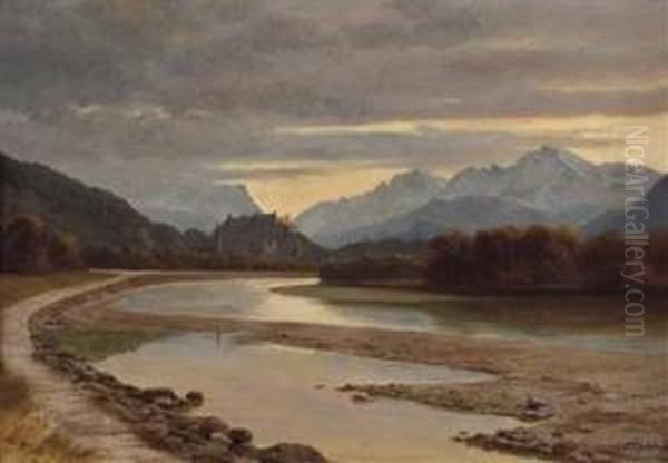 Salzachtal Bei Abendstimmung by Franz Kulstrunk