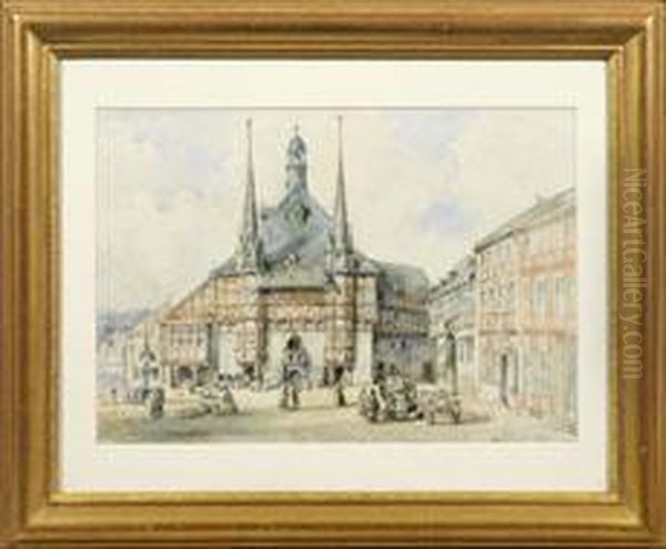 Ansicht Des Marktplatzes Von Wernigerode Mit Dem Rathaus by Carl Martin, Karl Laeisz