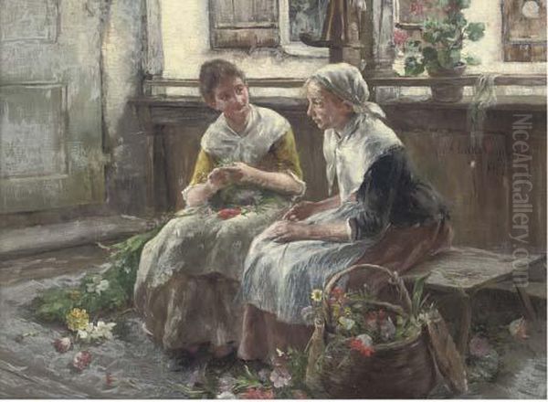 The Two Flower Girls by Arthur Langhammer