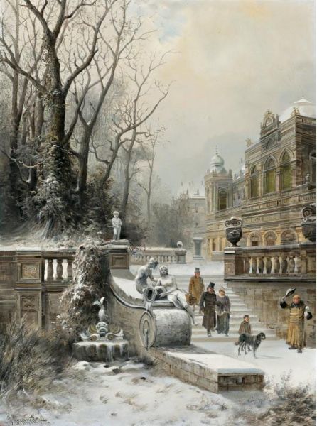 A Noble Family Leaving Their Palace In Winter by E. Lermontoff