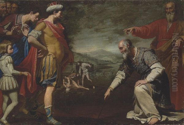 Consul Gaius Popillius Drawing A Circle Around King Antiochusiv by Lorenzo Lippi