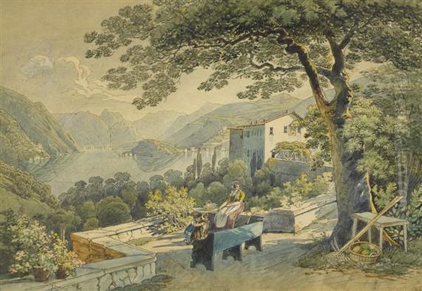 Vue D'agno Sur Le Monte Sassalto, Lac De Lugano by Mathias Gabriel Lory