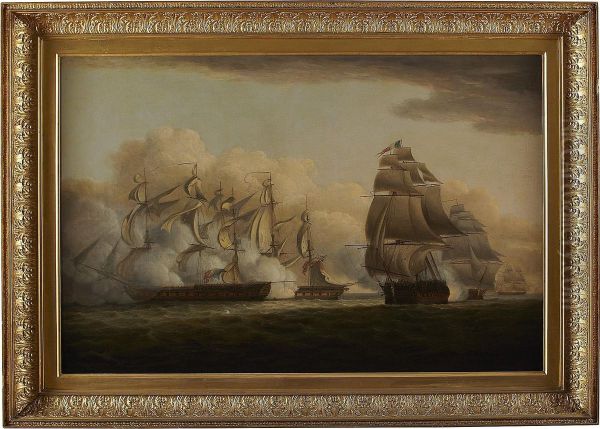 A Naval Engagement Between The English And The French Fleet by Thomas Luny