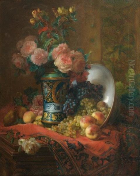 Nature Morte A L'albarello Et Au Bouquetde Pivoines by Jean Etienne Joanny Maisiat