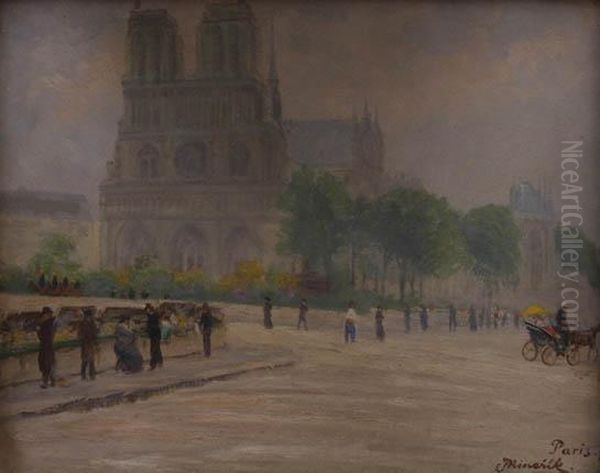 In Front Of Notre Dame In Paris by Jan Minarik