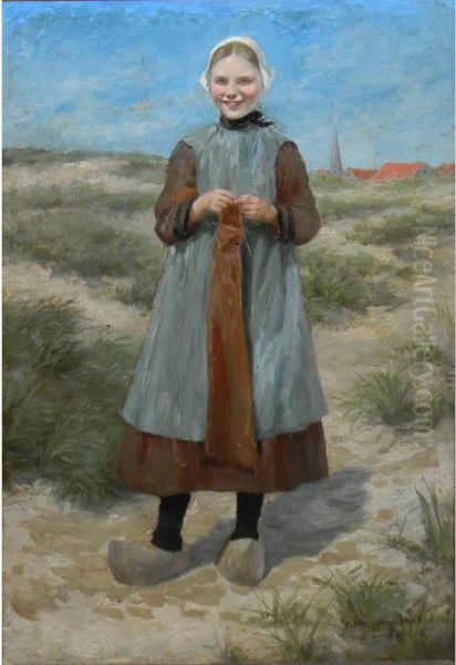 Dutch Girl In A Field by Julius Muller-Massdorf