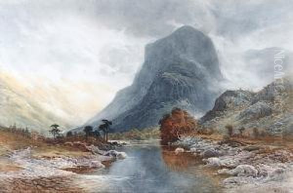 Lakeland Landscape Thought To Be Castle Crag,borrowdale by Frederick Clive Newcombe