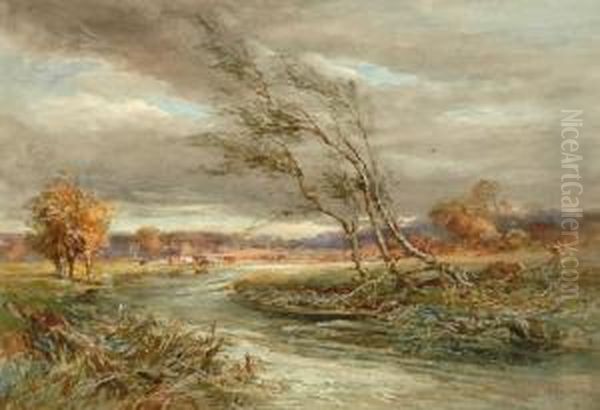 A Windy Day On The Wey Ripley Surrey by Herkis Hume Nisbet