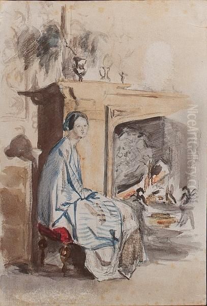 Sketch Of Florence Nightingale Taken Just Before Her Departure For The Crimea by Frances Parthenope