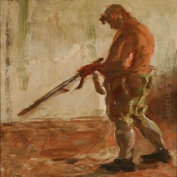 A Man With A Rifle by Julius Paulsen