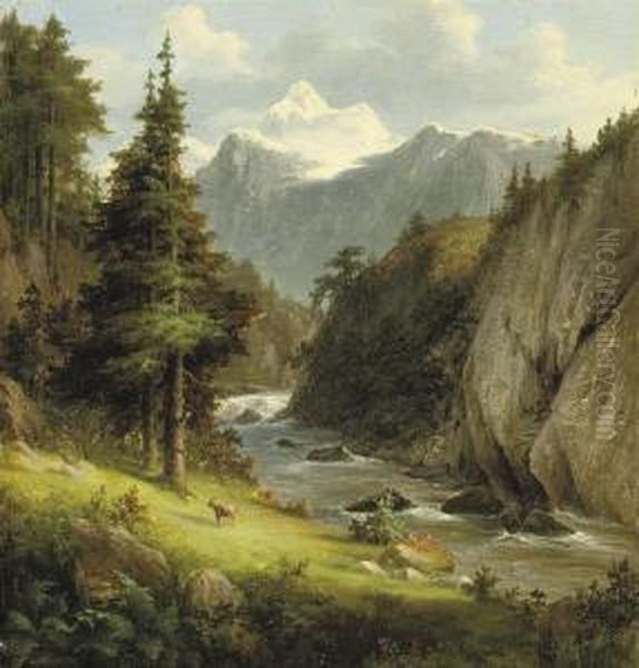 Along A Mountain River by Jacobus Pelgrom