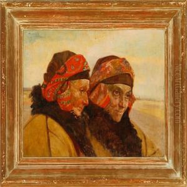 Two Slavonic Womennear A Village Road by Vincent Plesnivy