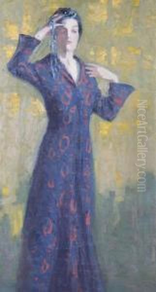 Woman In Blue Dress by George Raab