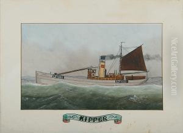 The S.s. Kipper, Lt111, Off The Coast Oil Painting - Arthur George Racey