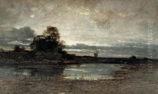 Evening River Landscape
Oil On Canvas by Julius Schonrock