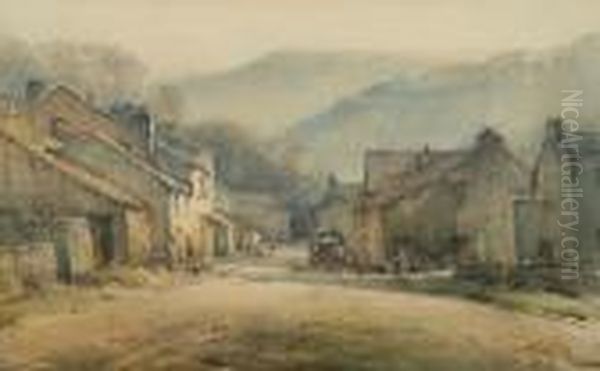 Figures In A Village Street by Arthur Reginald Smith