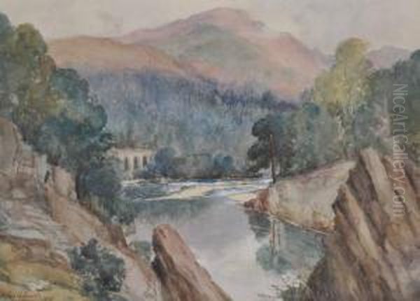 River Scene In Perthshire Oil Painting by Charles Alexander Smith