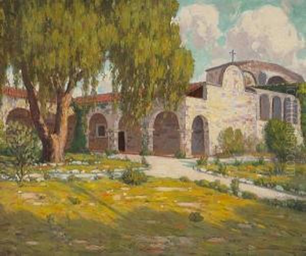 San Juan Capistrano Mission Oil Painting by Charles L.A. Smith