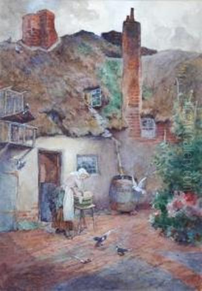 An Old Cottage Oil Painting by Edward Smith