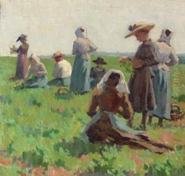 Working In The Fields, Brittany Oil Painting by Elmer Boyd Smith