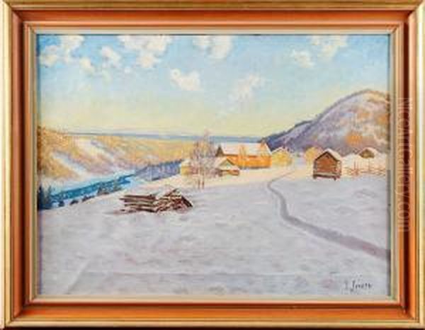 Vinterlandskapmed Gardar Oil Painting by Ernst Smith