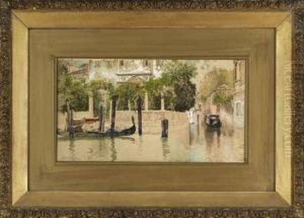 Venetian Canal Scene Oil Painting by Francis Hopkinson Smith