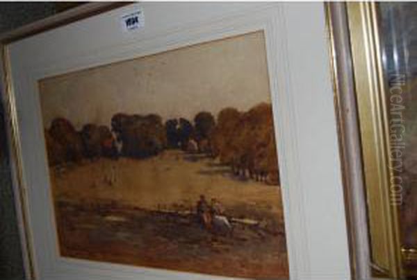 Two Figures Seated In A Park Oil Painting by Garden Grant Smith