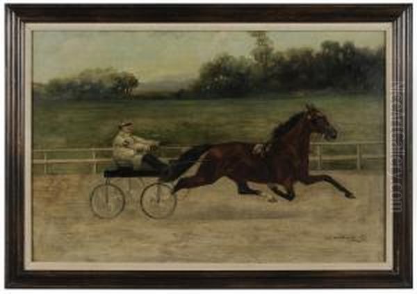 Portrait Of A Trotter Pulling A Sulky Oil Painting by Gean Smith