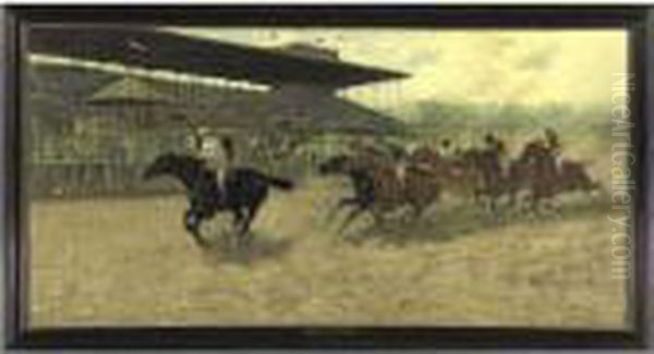 Domino Winning The Matron Stakes Oil Painting by Gean Smith