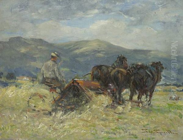 Harvesting Oil Painting by George Smith