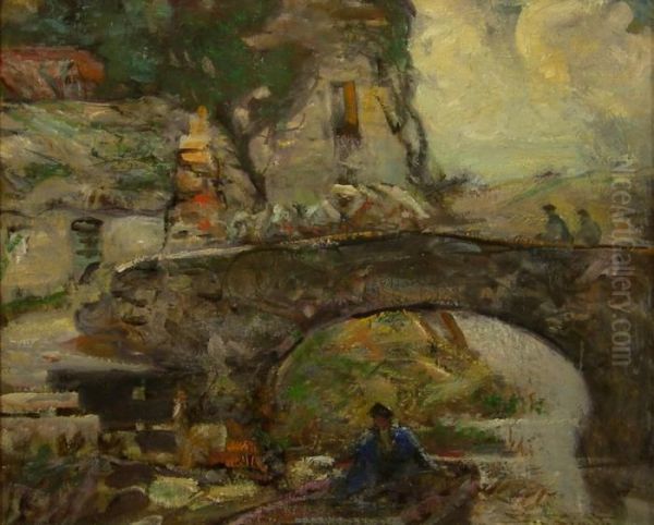 Under The Bridge Oil Painting by George Smith