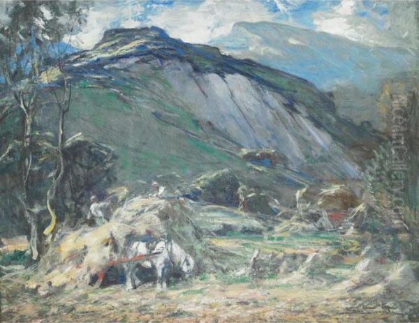 Haying In The Highlands Oil Painting by George Smith