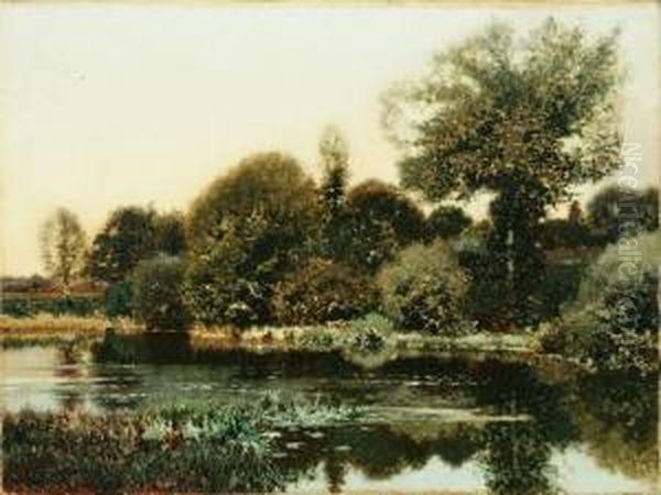 Summer Landscape With Pond Oil Painting by Henry Pember Smith