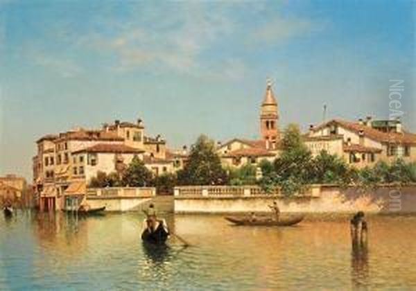 A Venetian Canal Oil Painting by Henry Pember Smith