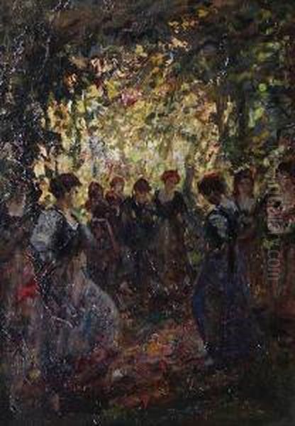 A Dance In The Woods Oil Painting by Hugh Bellingham Smith