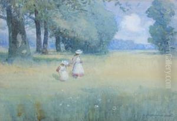 Children In Greenwich Park Oil Painting by Hugh Bellingham Smith