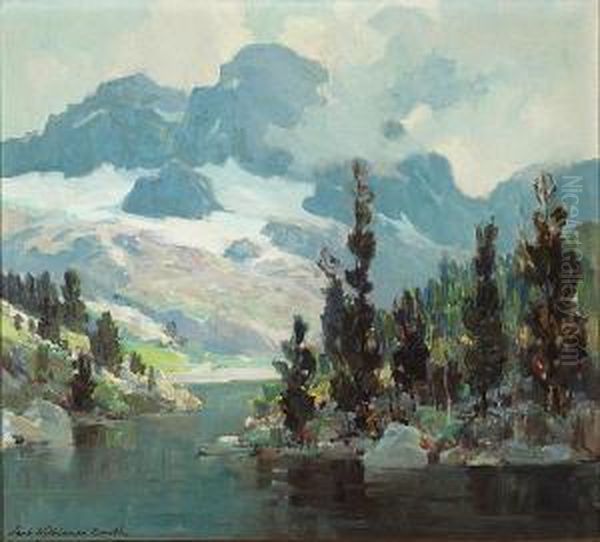 Sierra Lake With Mountains In Thedistance Oil Painting by Jack Wilkinson Smith