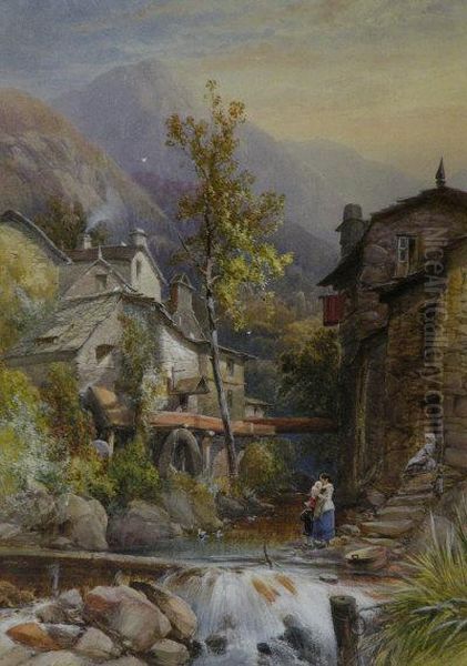 The Old Mill, Ambleside Oil Painting by James Burrell-Smith