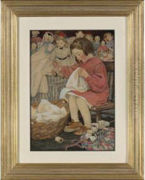 How Doth The Little Busy Bee Oil Painting by Jessie Wilcox-Smith