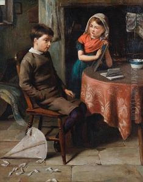 The Reluctant Pupil Oil Painting by John Wells Smith